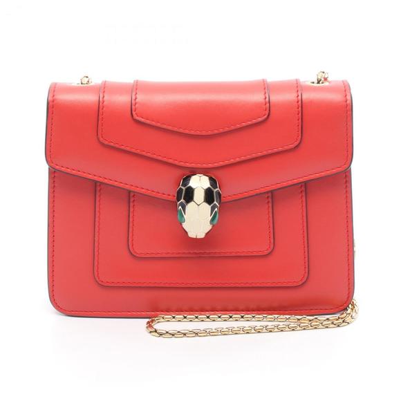 Bvlgari Serpenti Forever Shoulder Bag, Leather, Women's, Red, 38275 - Picture 1 of 8